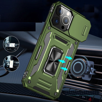 Apple iPhone 15 (6.1") Hybrid Case with Rotation Ring Stand Shockproof & Camera Window TPU Armor Dropproof