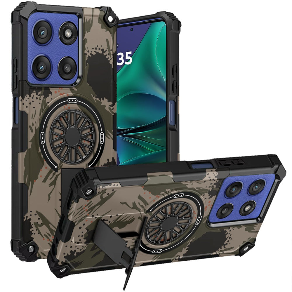 For Samsung Galaxy A17 5G Magnetic Invisible Kickstand Holder with CD Texture Design, Shockproof Hybrid Military Grade Heavy Duty Case Cover