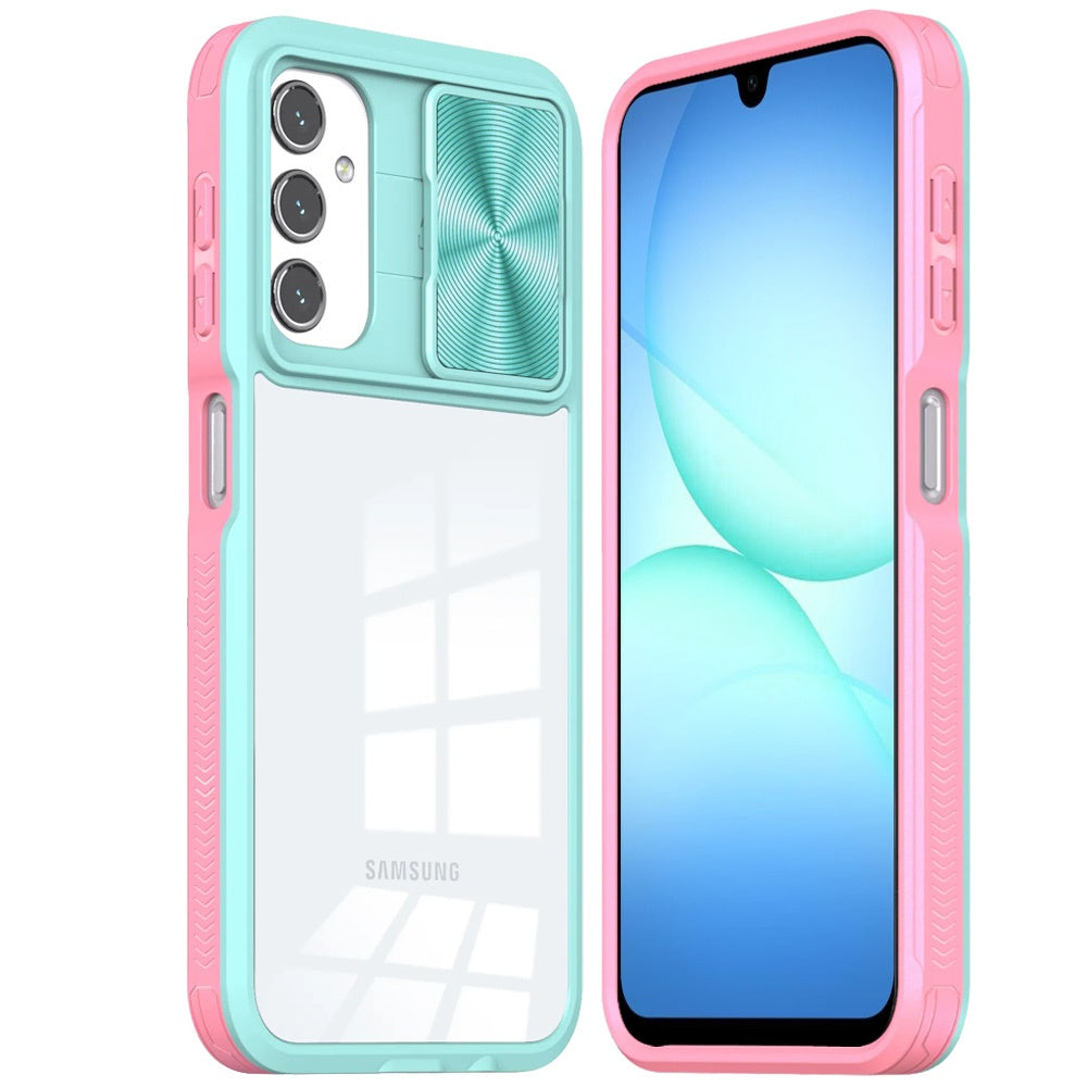 For Samsung Galaxy A17 5G Hybrid Cases with Sliding Camera Cover Transparent Shockproof Bumper TPU Protective Case Cover