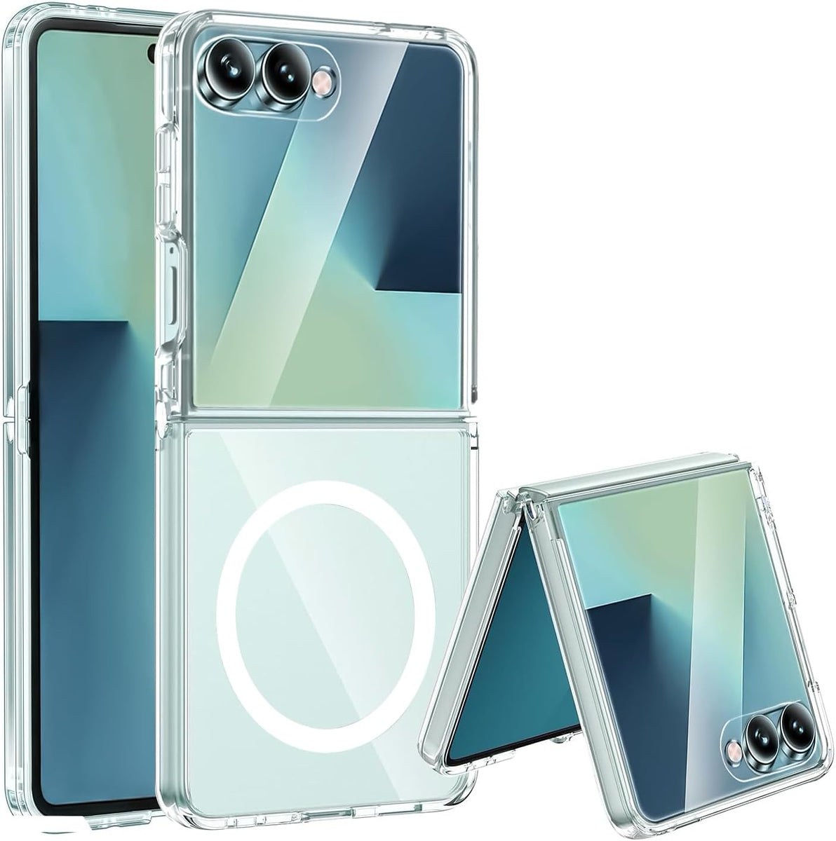 For Samsung Galaxy Z Flip 7 Hybrid Clear Case Compatible with MagSafe Shockproof Protective Transparent Back, Slim Fit, Wireless Charging Ready Case Cover Clear