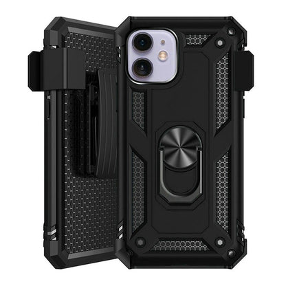 For Apple iPhone 16 Pro Max (6.9") Hybrid Combo Belt Clip Holster Ring Stand Holder, Military Grade Fit Magnetic Car Mount Shockproo Case Cover Black