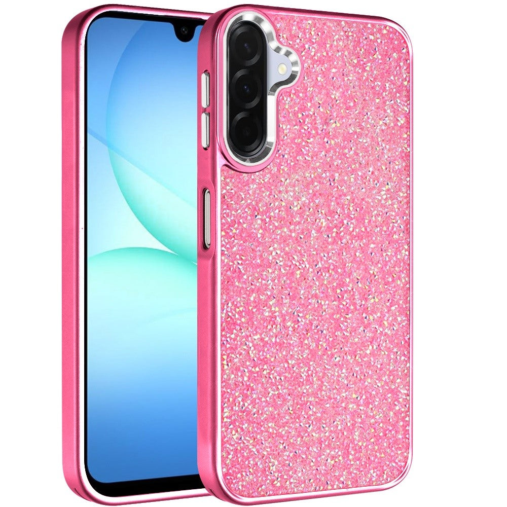 For Samsung Galaxy A17 5G Crystal Sparkle Diamond Glass Full Mini Glitter Bling Frame TPU Hybrid Protective Case Cover