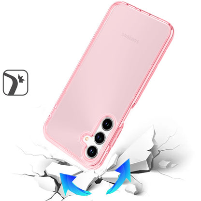 For Samsung Galaxy A17 5G Transparent Shock Absorption PC + TPU Rubber Gel Thick 3mm Hybrid Silicone Slim Fit Back Case Cover Pink