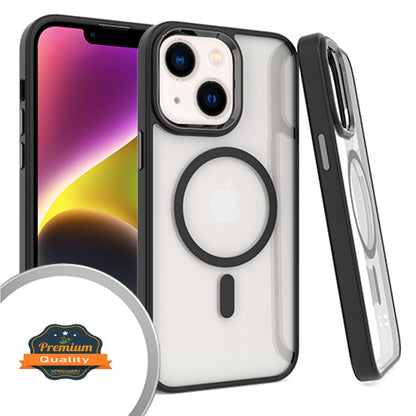 For Samsung Galaxy A16 5G Transparent Slim Hybrid Frame Bumper Magnetic Case, Compatible with MagSafe Case Cover Black