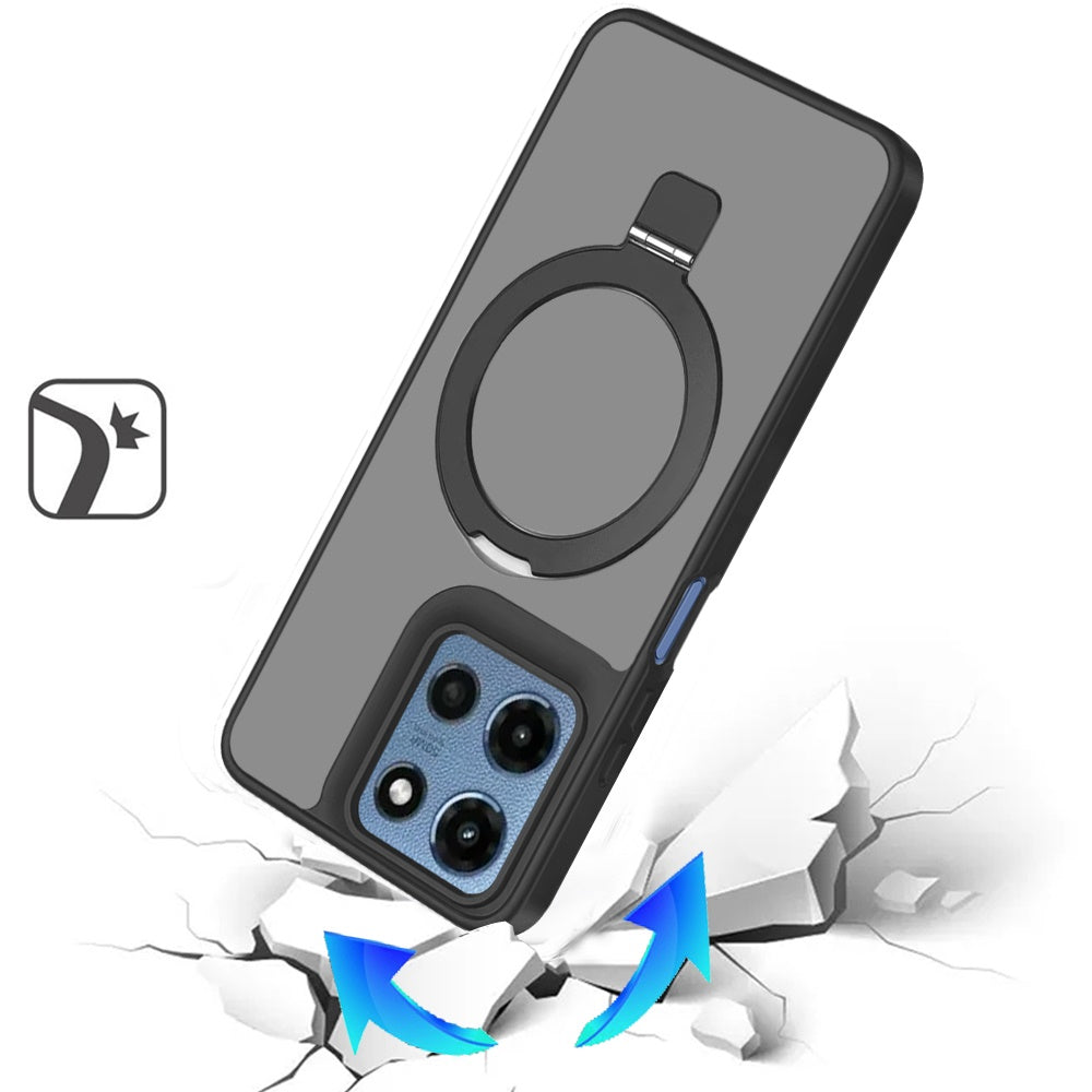 For Samsung Galaxy S25 Fan Edition /Galaxy S25 FE Magnetic Circle Back with Ring Stand Full Rotation Matte Hybrid Shockproof Case Cover