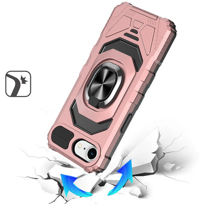 For Apple iPhone 16e Hybrid Dual Layer with 360° Rotate Magnetic Ring Stand Holder Kickstand TPU Rugged PC Shockproof Case Cover