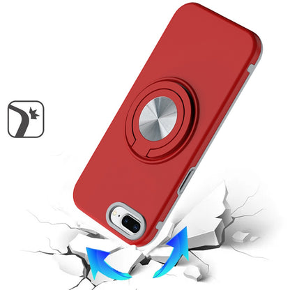 For Apple iPhone SE 3 (2022) SE/8/7 Metal Matte Hybrid with Invisible Rotational Ring Stand, Car Mount Friendly, Military Grade Slim Fit Sturdy Case Cover