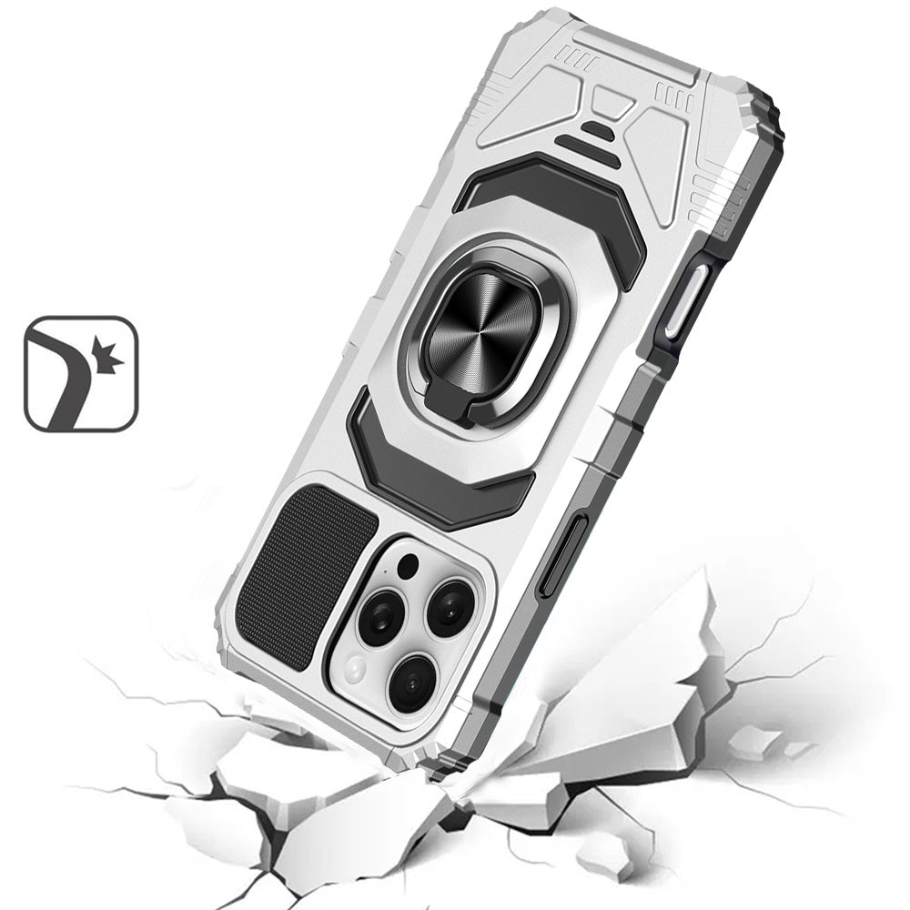 For Apple iPhone 16 Pro Max (6.9") Hybrid Dual Layer with Rotate Magnetic Ring Stand Holder Kickstand, Rugged Shockproof Case Cover