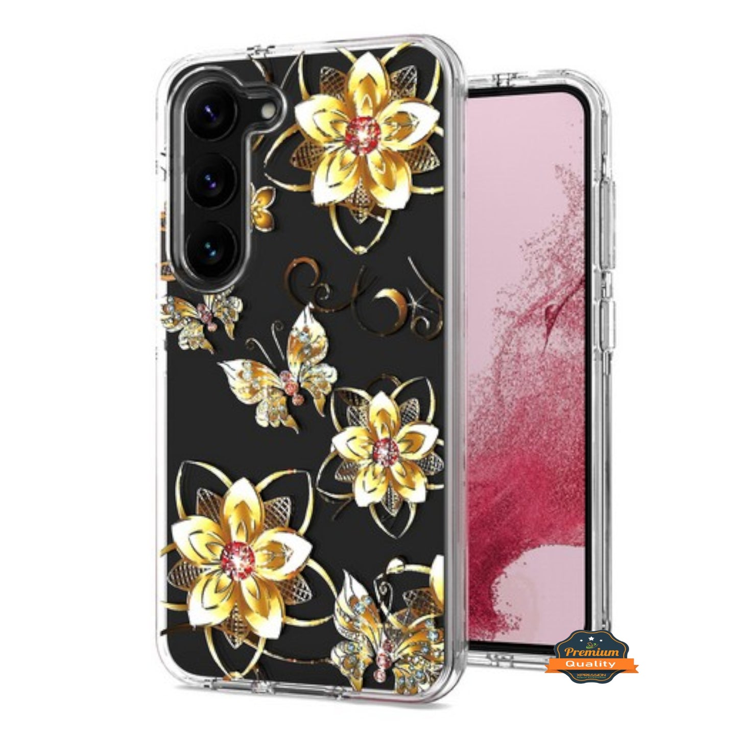 For Samsung Galaxy A26 Hybrid Clear Frame with Trendy Pattern Design, Shockproof Hard Back & TPU Rubber Case Cover