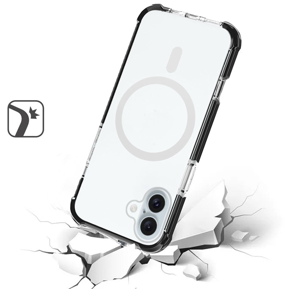 For Apple iPhone 16e Magnetic Acrylic Case Transparent Back, Rugged Colorful Frame, Shockproof Hybrid, MagSafe Compatible Case Cover