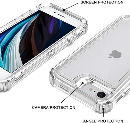 For Apple iPhone 15 Plus (6.7") Heavy Duty Transparent 3 in 1 Hybrid Shockproof Full Edge Hard Front Frame Bumper Clear Phone Case Cover