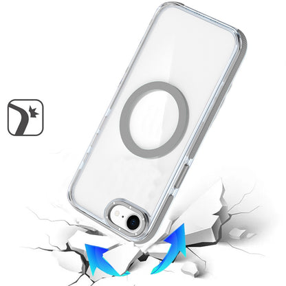 For Apple iPhone 16e Transparent Back with Colorful Frame, Strong Magnetic Circle, MagSafe Compatible, Slim Shockproof Protection Case Cover