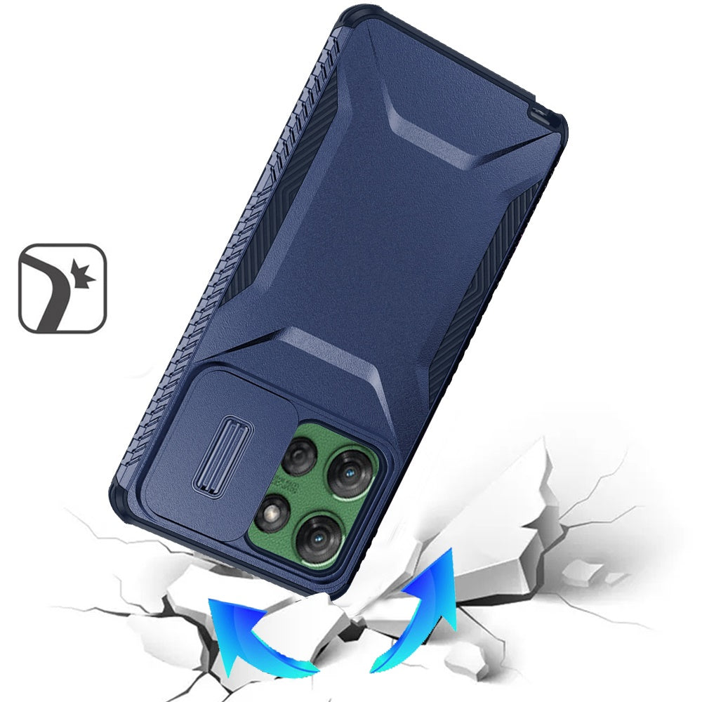 For Motorola Edge 2025 Slim Fit Shockproof Hybrid with Slide Camera Window Covering, Rugged Tpu Silicone Hard PC Bumper Case Cover