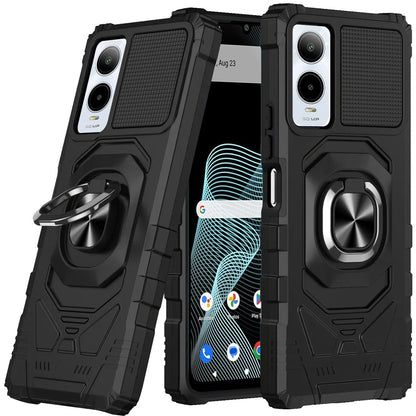 For Samsung Galaxy A52 5G Hybrid Dual Layer with 360° Rotate Magnetic Ring Stand Holder Kickstand TPU Rugged PC Shockproof Case Cover Black