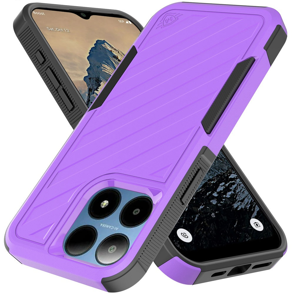 For Boost Mobile Summit 5G Hybrid lined shockproof dual layer Rugged 2in1 Hard PC & Silicone TPU Non Slip Textured Tough Armor Case Cover