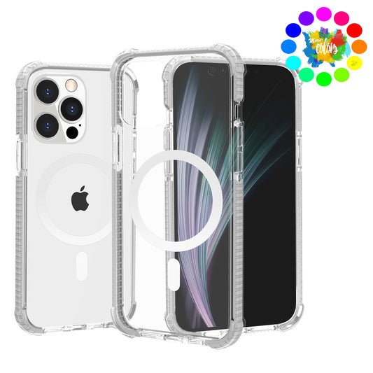 For Apple iPhone 16 Pro (6.3") Hybrid Acrylic Transparent Hard PC + TPU Color Frame Bumper Compatible with MagSafe Case Cover