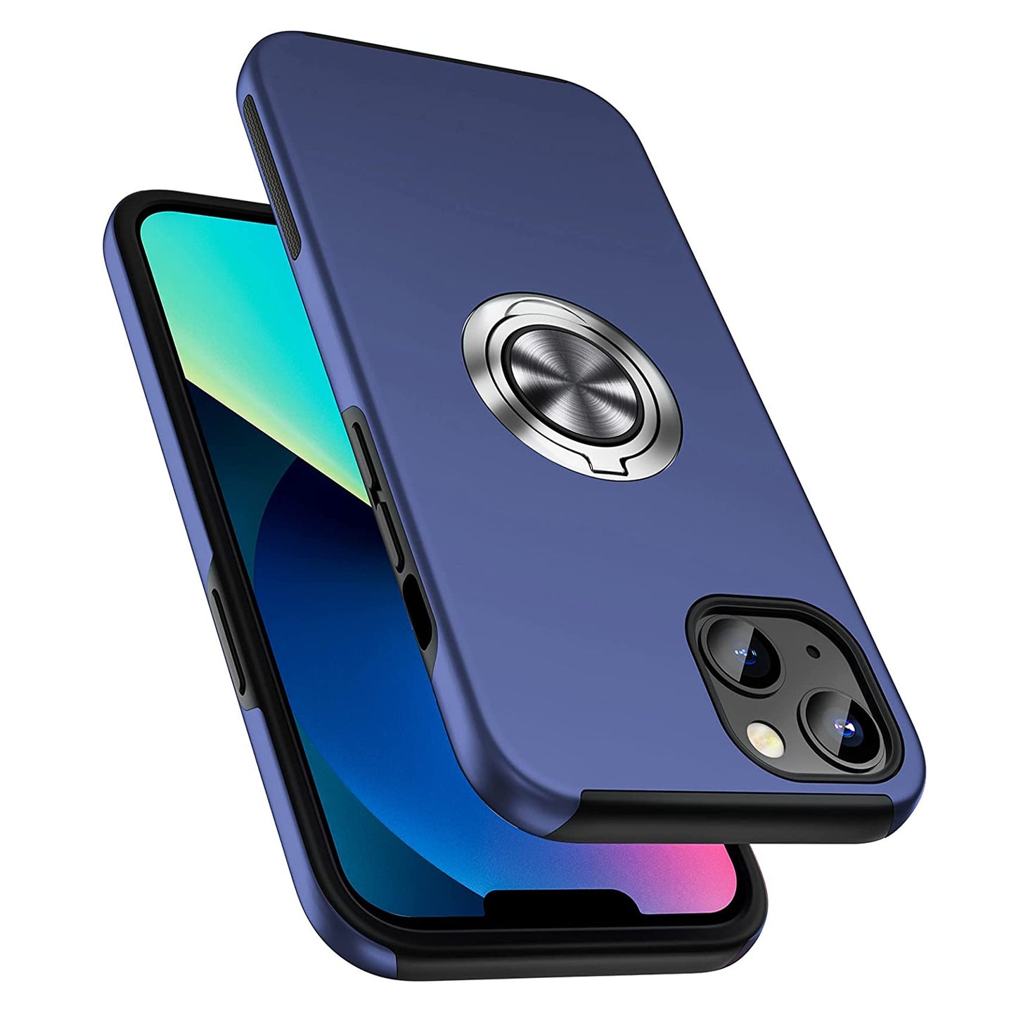 For Gabb Phone 4 Pro Military Grade Hybrid Case with Flat Metal Ring 360° Rotation Kickstand, Slim Fit Back Hard PC Case Cover Blue