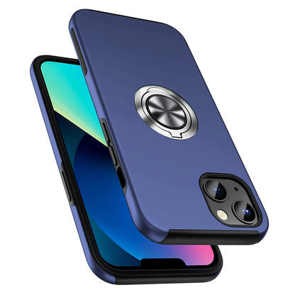 For Gabb Phone 4 Pro Military Grade Hybrid Case with Flat Metal Ring 360° Rotation Kickstand, Slim Fit Back Hard PC Case Cover Blue