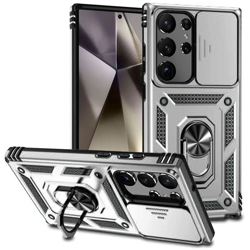 For Samsung Galaxy A36 Hybrid Ring Shockproof with 360° Rotate Ring Kickstand, Camera Lens Protection, Soft Edge Bumper Case Cover