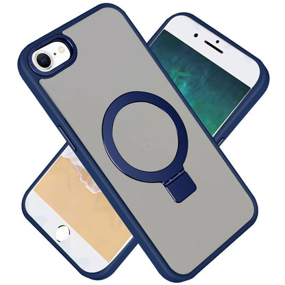 For Apple iPhone 16e Magnetic Metal Matte with Built-in MagSafe Stand, Hybrid Shockproof Armor, TPU Frame Case Cover