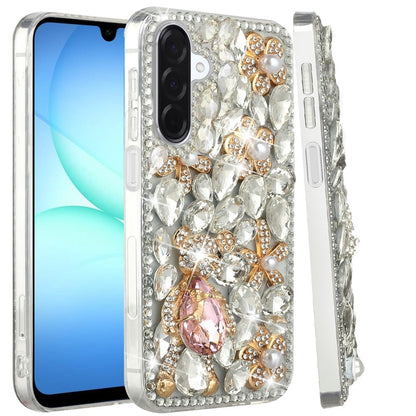 For Samsung Galaxy A17 5G Bling Crystal 3D Full Diamonds Luxury Sparkle Rhinestone Hybrid Protective Case Cover