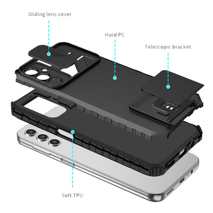 For Samsung Galaxy A16 5G Hybrid Hard PC & TPU Rubber Shockproof with Easy Viewing Kickstand & Covered Camera Protection Case Cover