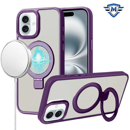 For Apple iPhone 16 Plus (6.7") Premium Magnetic Metal Matte Built-in Compatible with MagSafe Stand Hybrid Shock TPU Case Cover