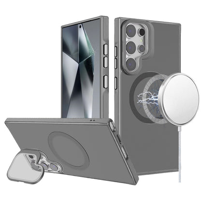 For Samsung Galaxy S25+ /S25 Plus /S24+ Plus Tough HQ Hybrid Case with Aluminum Frame Camera Stand, Compatible with MagSafe, Translucent Matte Shockproof Case Cover