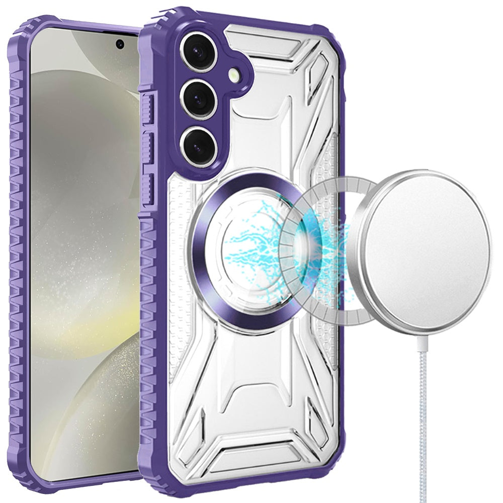 For Samsung Galaxy S25 Ultra Magnetic Circle Transparent Rugged Hybrid MagSafe Compatible Pattern Clear Shockproof Frame Bumper Case Cover