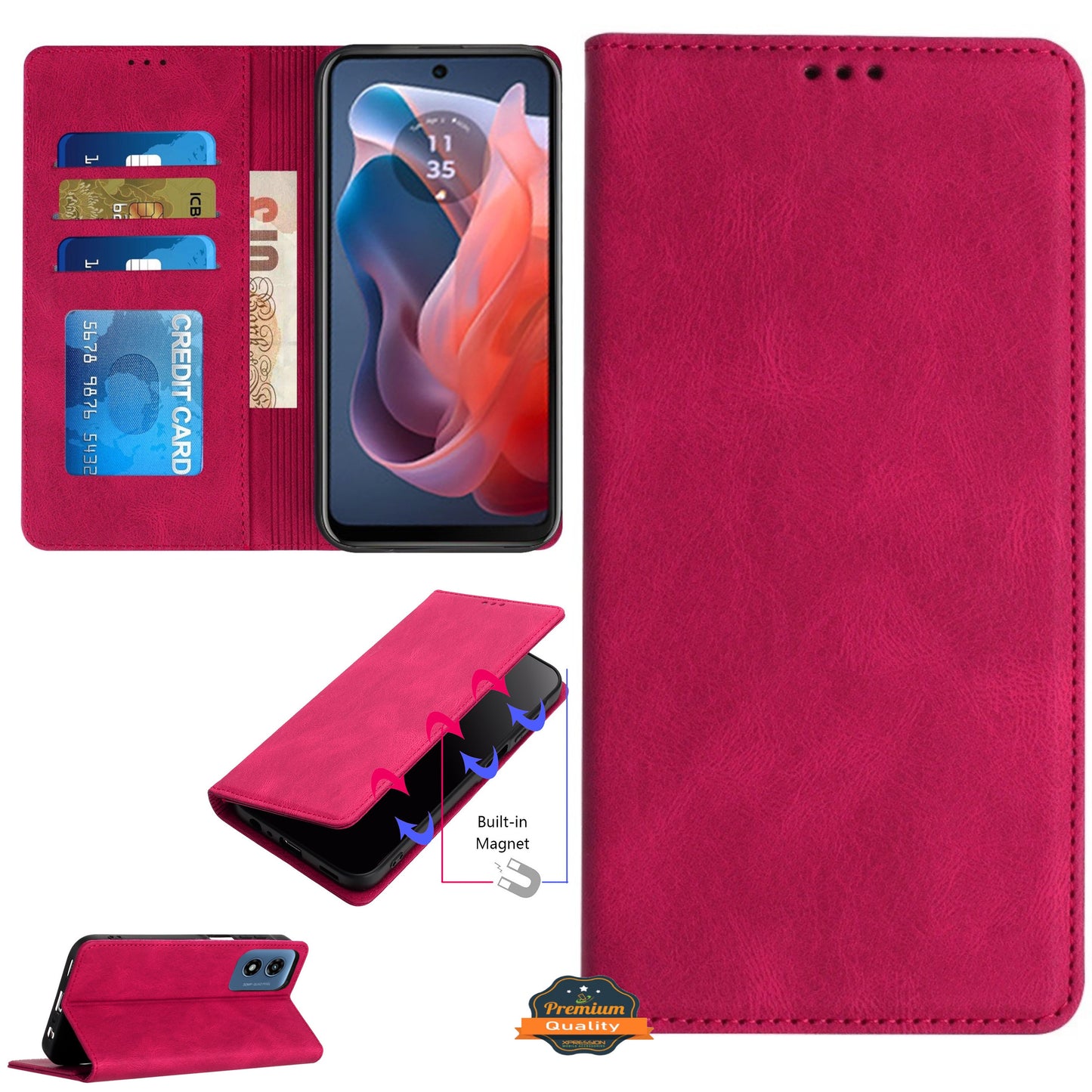 For Samsung Galaxy A36 Wallet Pouch with Credit Card Holder Flip, Magnetic Closure Vegan Leather and Stand Case Cover