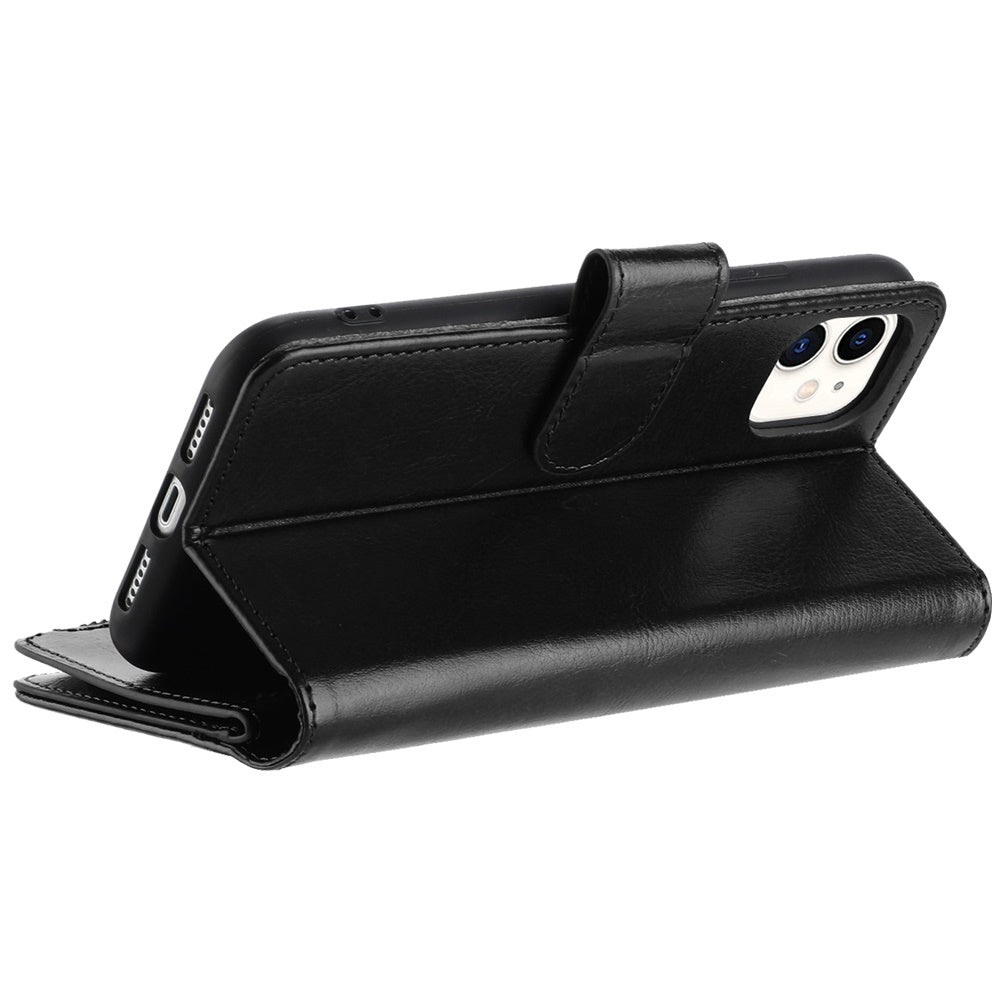 For Apple iPhone 16 Pro (6.3") Premium Leather Zipper Wallet with Credit Card Slots Money Pocket Luxury Clutch Pouch Stand & Strap Case Cover Black