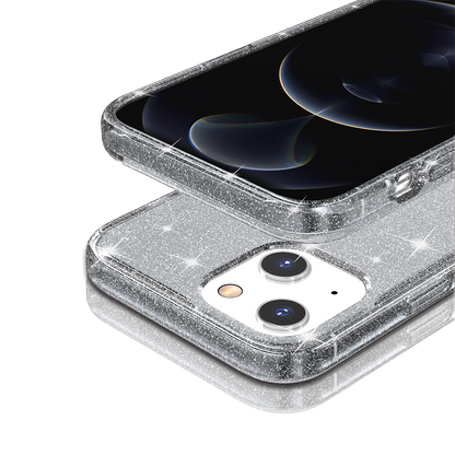 For Samsung Galaxy A16 5G Transparent Glitter Shiny Sparkle Bling TPU Rubber Hard Back Hybrid Frame Shockproof Case Cover Gray Smoke