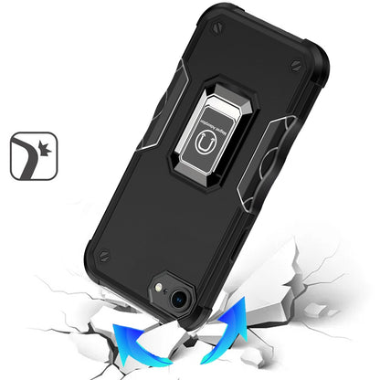 For Apple iPhone 16e Hybrid Stand Magnetic Ring Holder Kickstand Heavy Duty Rugged Drop Silicone & Hard PC Shockproof Case Cover