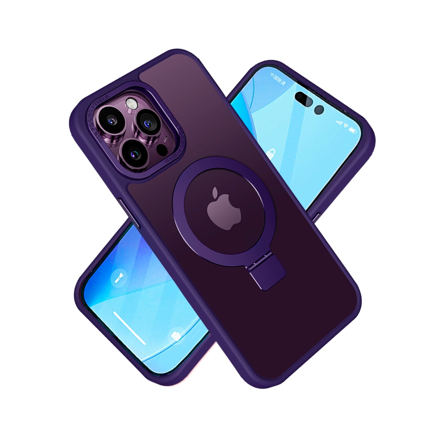 For Apple iPhone 16 Pro (6.3") Magnetic Metal Matte Built-in Compatible with MagSafe Stand Hybrid Shock Armor TPU Case Cover Purple