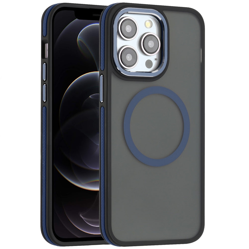 For Apple iPhone 16 Pro (6.3") Frosted Translucent Back Hybrid with Magnetic Circle MagSafe Compatible, Military Grade Shockproof Case Cover