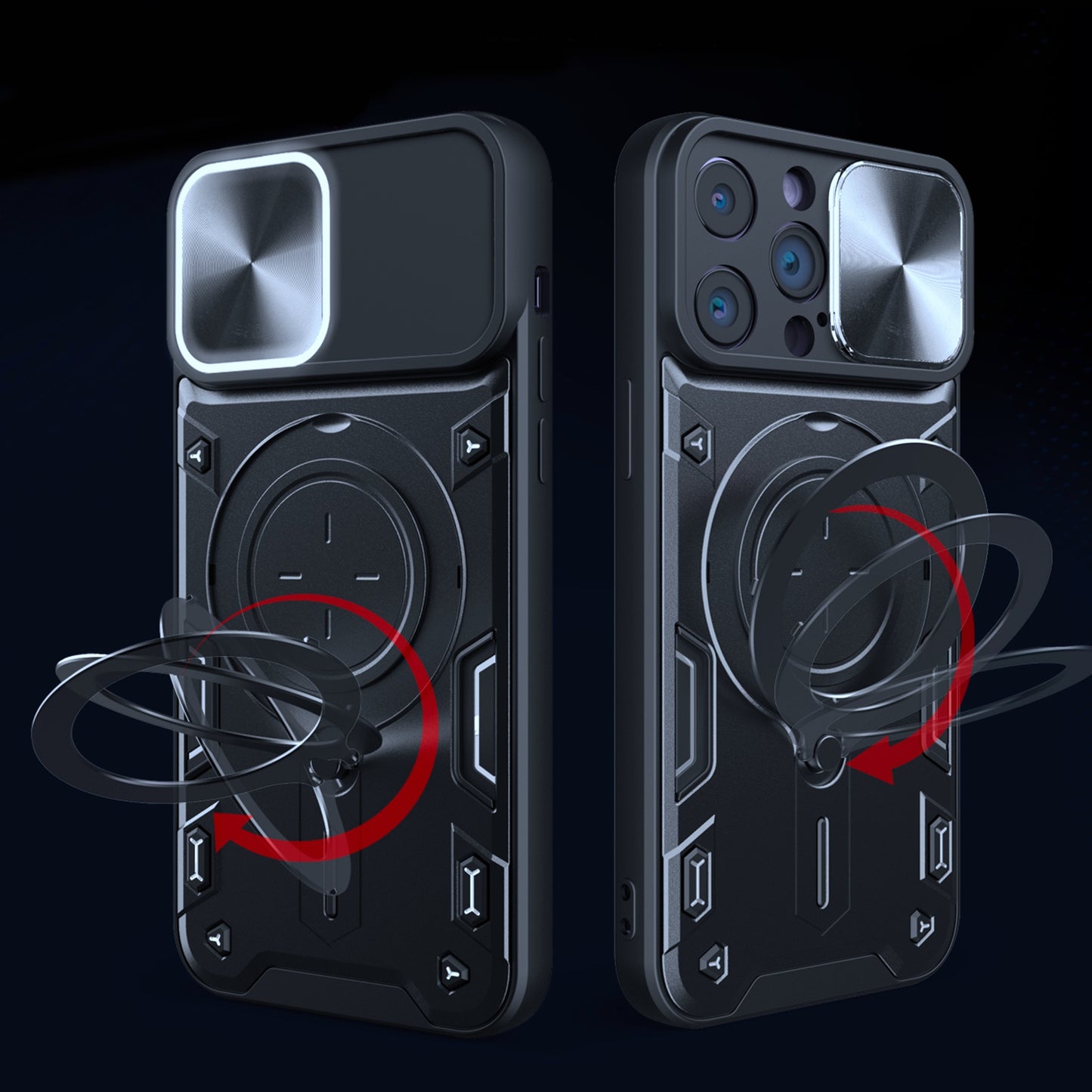 For Apple iPhone 16 (6.1") Hybrid Magnetic Circle 360° Ring Kickstand with MagSafe Compatible & Camera lens Protector Case Cover Purple