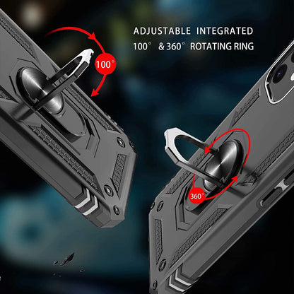 For Gabb Phone 4 Pro Shockproof Hybrid Dual Layer PC + TPU with Metal Ring Kickstand Heavy Duty Armor Shell Case Cover