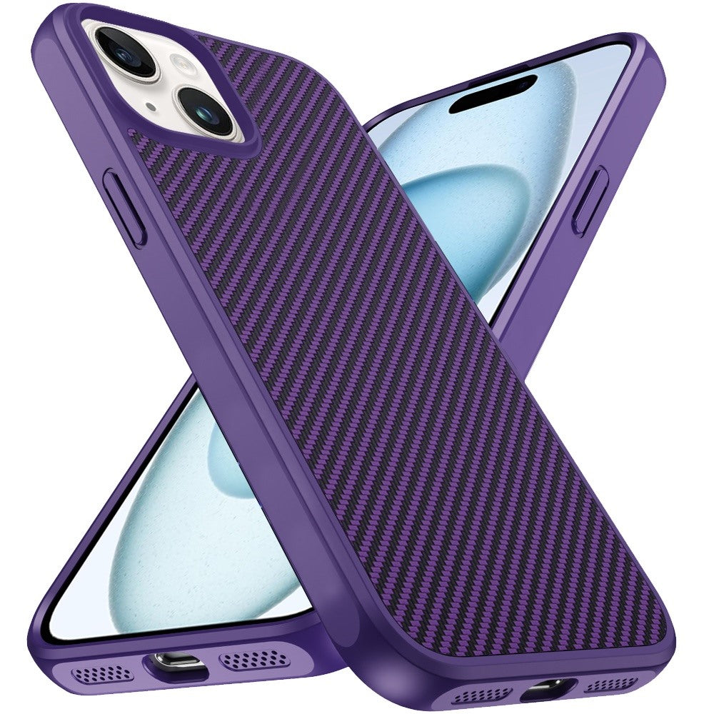 For Apple iPhone 14 /13 Carbon Fiber Design with Magnetic HQ 2.0mm Thick Hybrid Shockproof Rubber Hard PC Case Cover