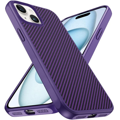 For Apple iPhone 15 Carbon Fiber Design with Magnetic HQ 2.0mm Thick Hybrid Shockproof Rubber Hard PC Case Cover