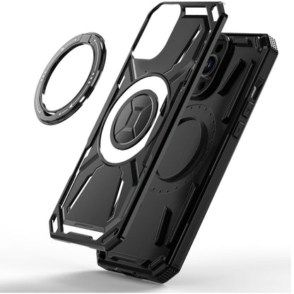 For T-Mobile Revvl 7 Pro 5G Hybrid Magnetic Ring and 360° Rotational Kickstand with MagSafe Compatible, Military Grade Drop Protection Case Cover Black