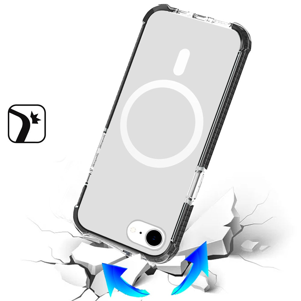 For Apple iPhone 16e Magnetic Acrylic Case Transparent Back, Rugged Colorful Frame, Shockproof Hybrid, MagSafe Compatible Case Cover