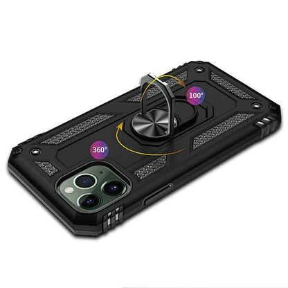 For Apple iPhone 16e Hybrid Combo Belt Clip Holster with Ring Stand Holder, Military Grade Fit Magnetic Car Mount Shockproof Case Cover Black