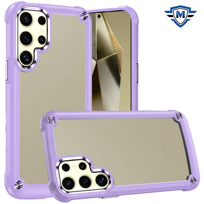 For Samsung Galaxy S25+ /S25 Plus /S24+ Plus Premium Hybrid Transparent Rubber with Metal Buttons & Camera Edges, Hard TPU Frame Corner Bumper Case Cover
