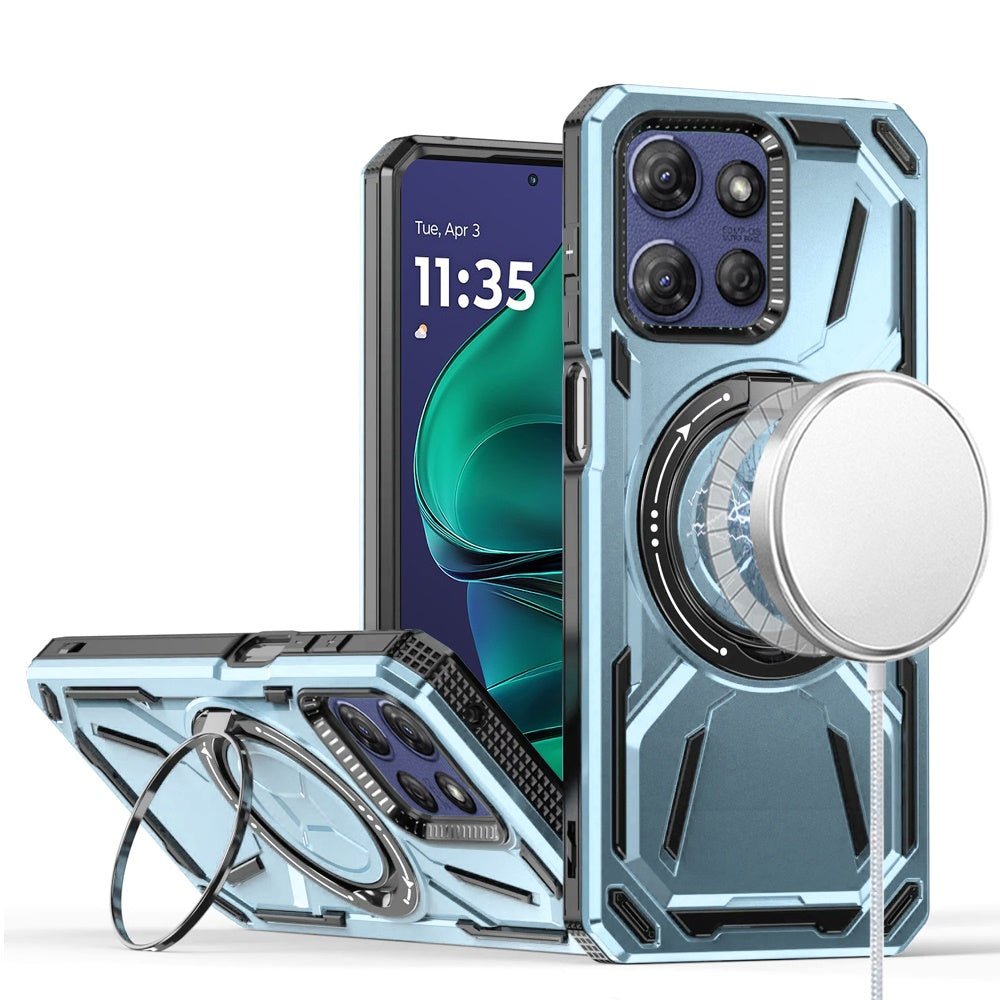 For Motorola Moto G 5G /Moto G 2025 Hybrid Magnetic Ring and 360° Rotational Kickstand with MagSafe Compatible, Military Grade Drop Protection Case Cover
