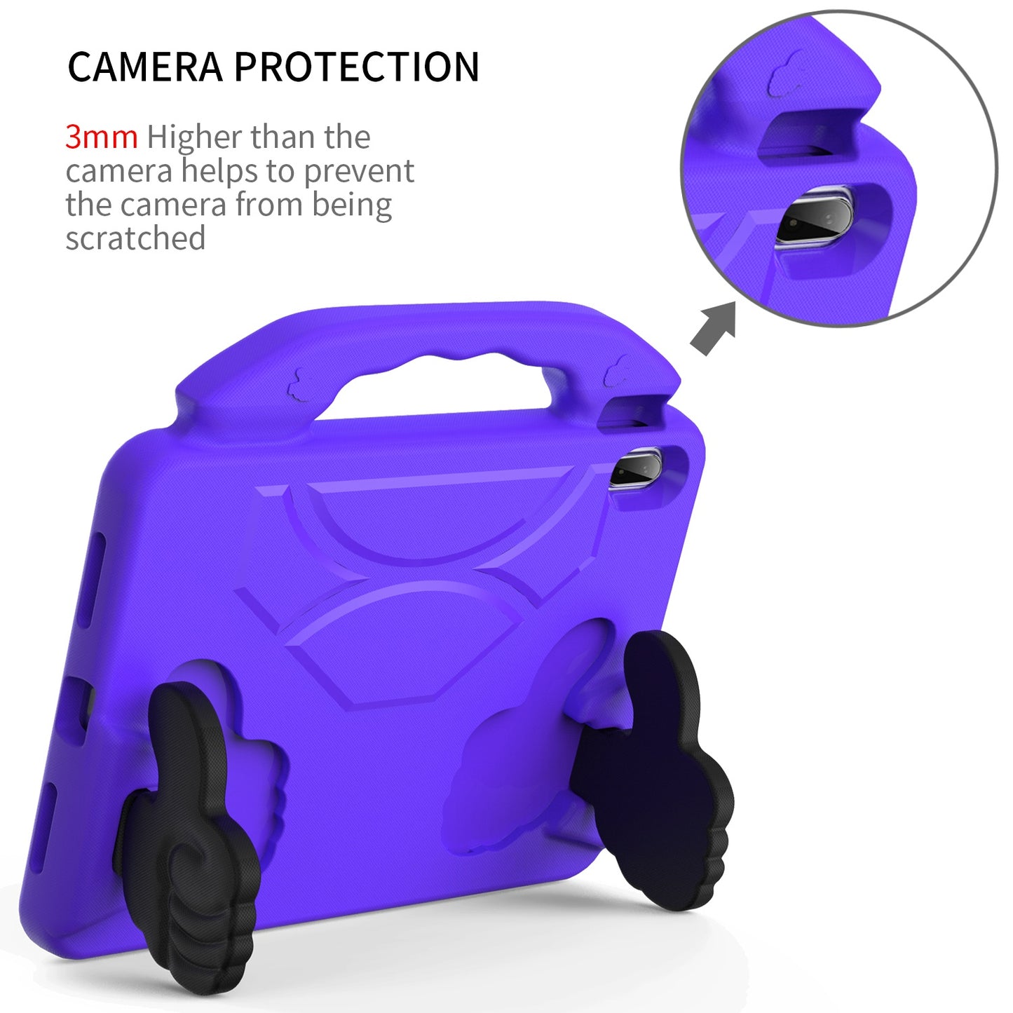 For Kid-Friendly Hybrid Tablet Shockproof Stand Case Antislip Rubber Silicone TPU - Thumbs Up Kickstand Purple Tablet Case Cover