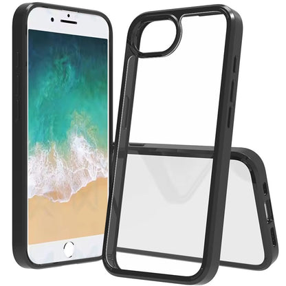 For Apple iPhone SE 4 Hybrid Slim Crystal Clear, Shock-Absorption Durable Bumper TPU + Hard PC Back, Transparent Design Case Cover Black