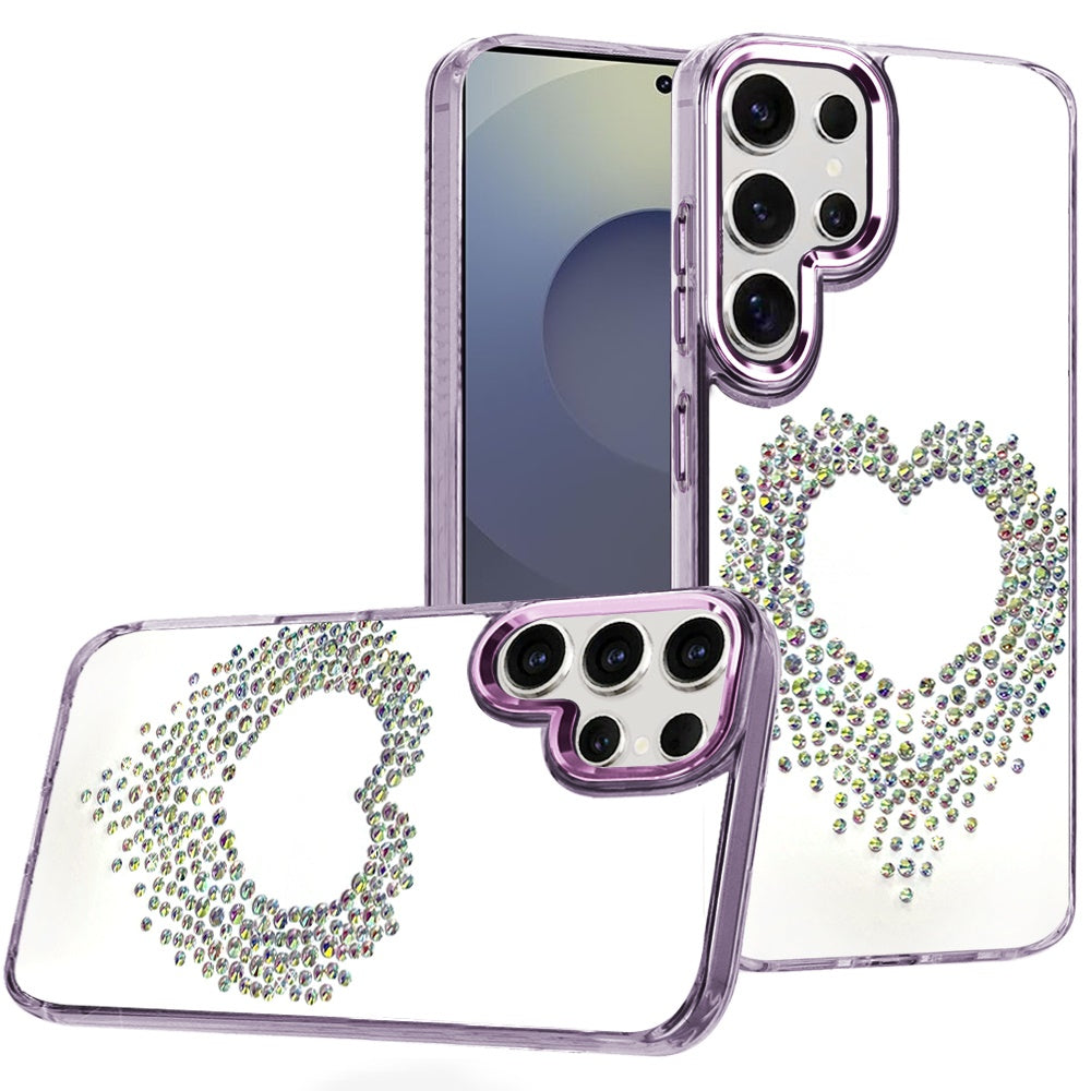 For Samsung Galaxy A17 5G Angel Hearts Bling Glitter Diamond Hybrid TPU Cover, Colorful Frame Shockproof Protective Back Case Cover