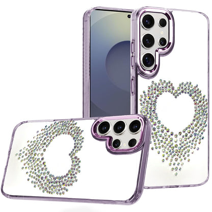 For Samsung Galaxy A17 5G Angel Hearts Bling Glitter Diamond Hybrid TPU Cover, Colorful Frame Shockproof Protective Back Case Cover
