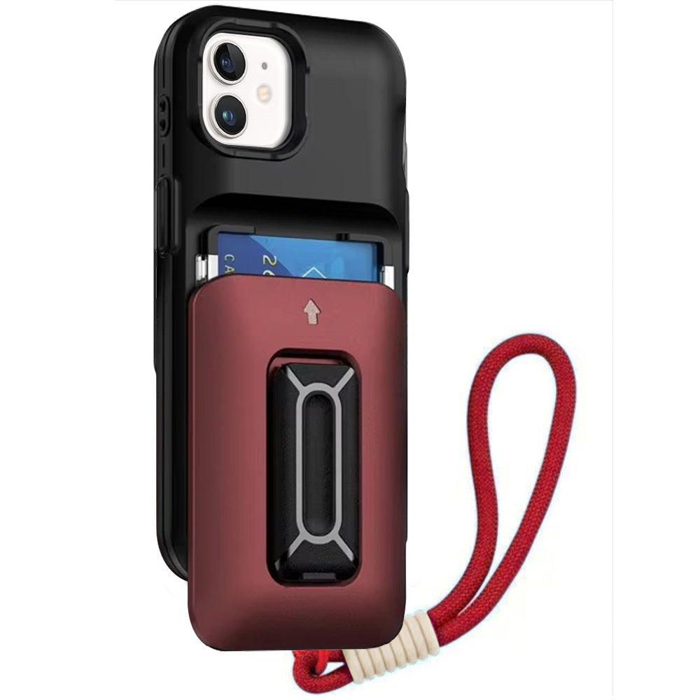 For Apple iPhone 15 Wallet Case with 2- Credit Card Holder, Wrist Strap & Kickstand Hybrid Shockproof TPU Case Cover