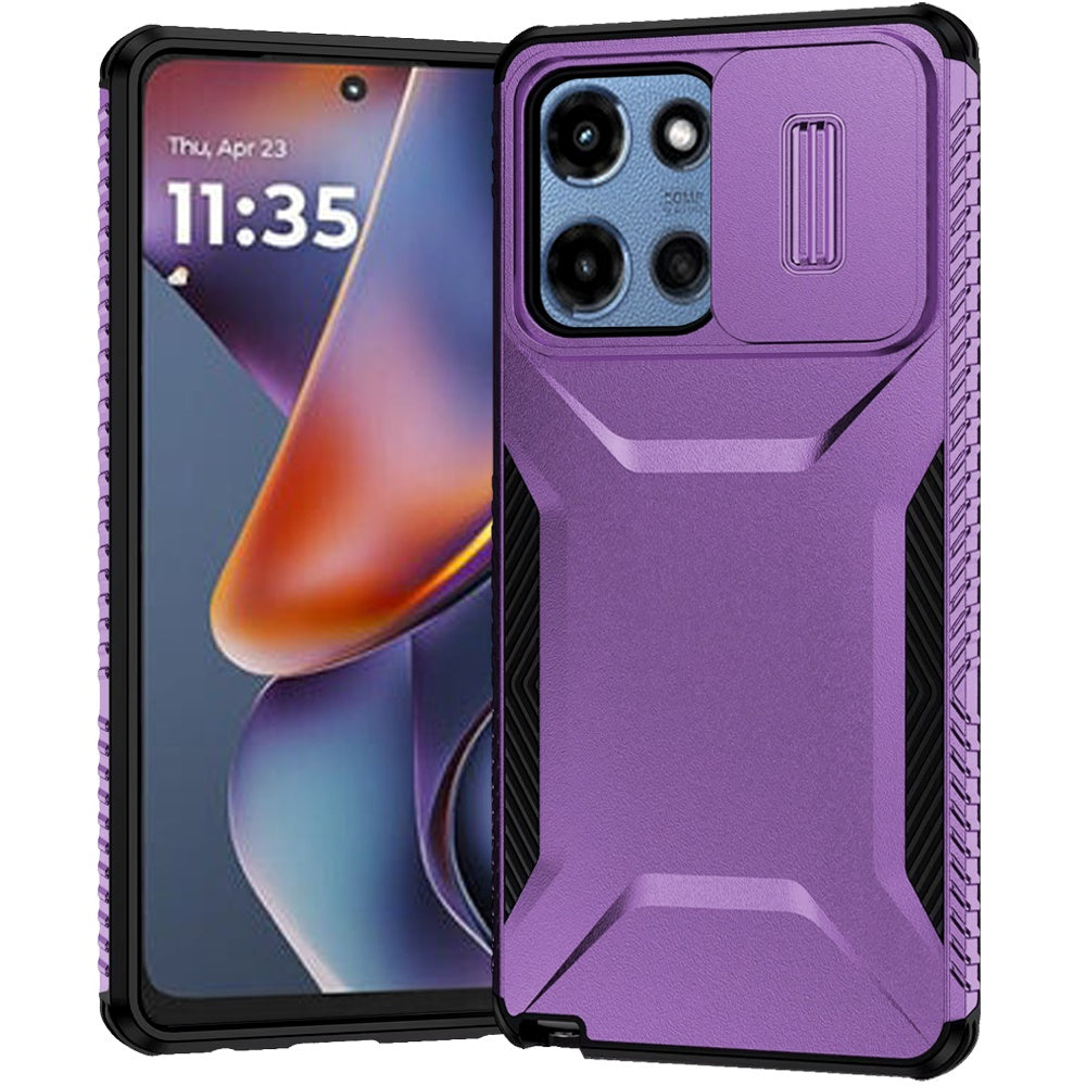 For Motorola Moto G 5G 2025 Slim Fit Shockproof Hybrid with Slide Camera Window Covering, Rugged Tpu Silicone Hard PC Bumper Case Cover